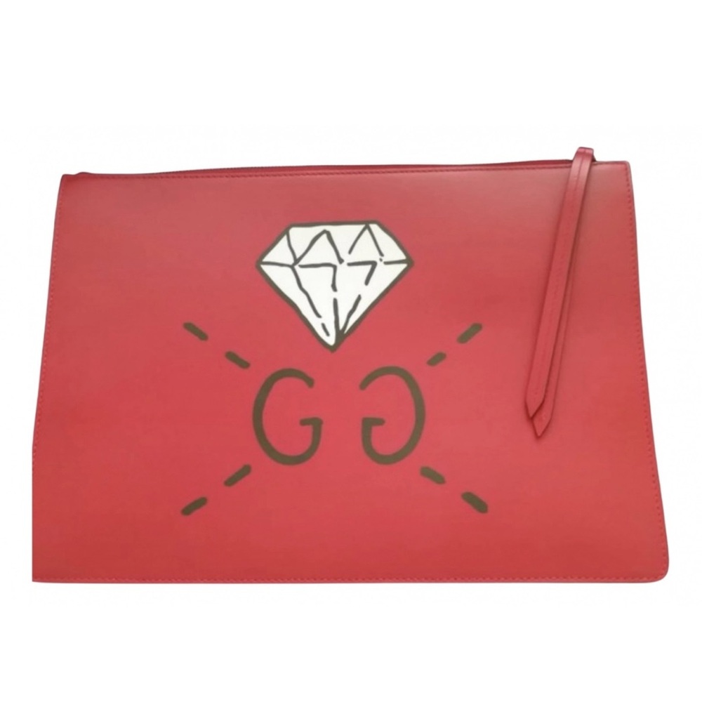 Limited Edition GUCCI GHOST RED CALFSKIN LEATHER DIAMOND GG Clutch Bag